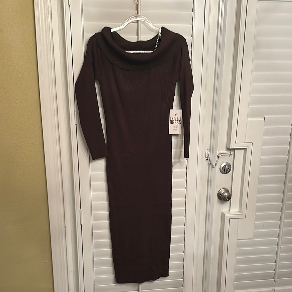 J for Justify Black Cowl Neck Long Sleeve Dress